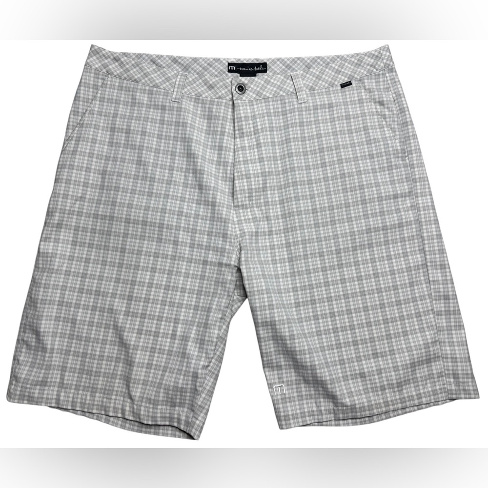 TravisMathew Gray Plaid Athletic Shorts